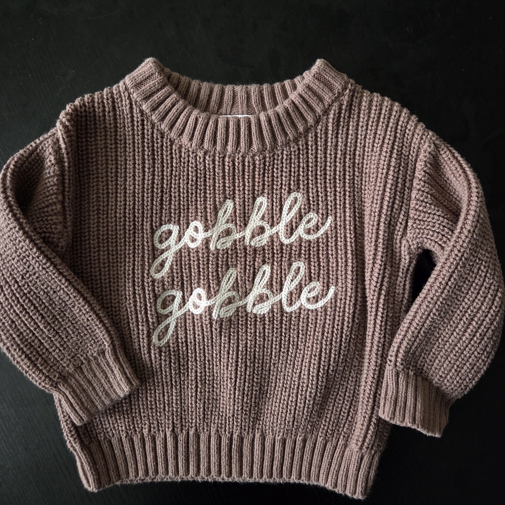 Kids' Knit Sweater with Gobble Design